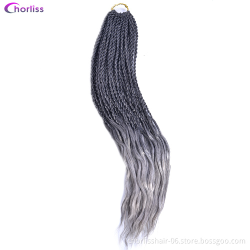 Wholesale 18inch Ombre Blonde 2 strands End Curly Dreadlock Handmade Soft Crochet Braids Hair Synthetic Braiding Hair Extension